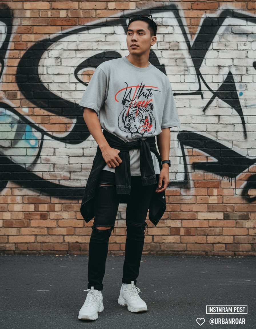 White Tiger Oversized Classic T-Shirt